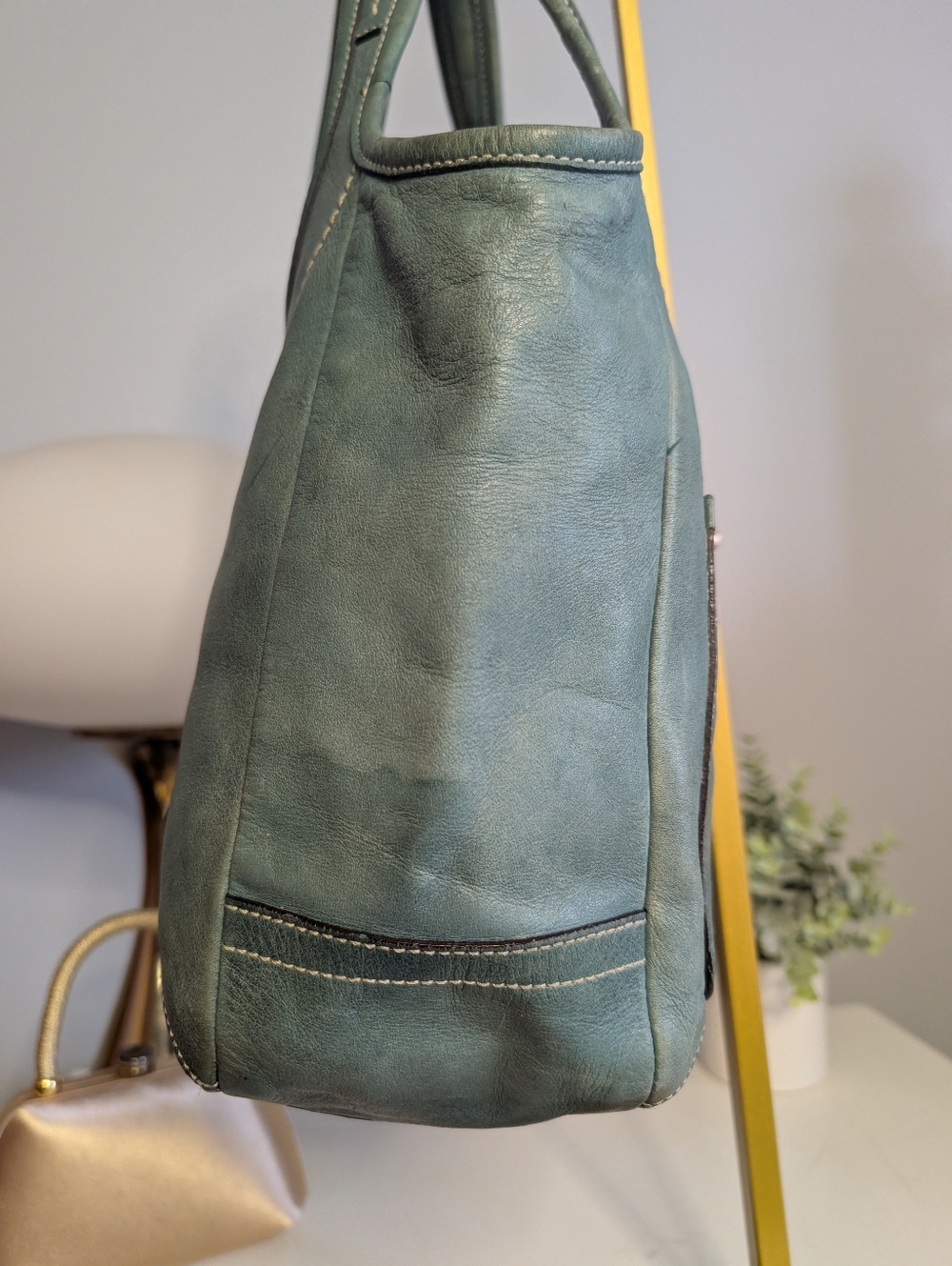 Coach Vintage 2006 Legacy Ergo Teal Leather Tote, Fair Condition - Picture 7 of 16